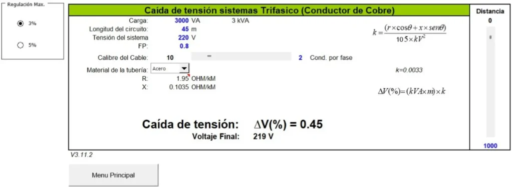 Memoria de cálculo para alimentadores principales y derivados en sistemas trifásicos, utilizada en el diseño e ingeniería de instalaciones eléctricas industriales.